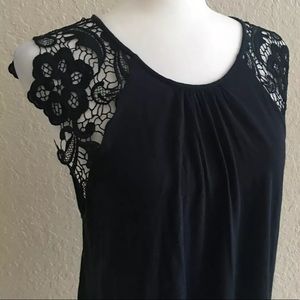 H&M top lace sleeves size Large blue/black
